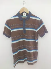 ◇ TAKEO KIKUCHI タケオキクチ ボーダー 半袖 ポロシャツ サイズ2 ブラウン ブルー メンズ P  【1301210003478】