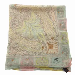 エトロ ETRO 美品 大判スカーフ チーフ ペイズリー柄 総柄 絹 シルク ベージュ /FF 1004