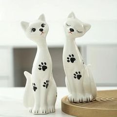 ネコ ガラス 置物 キャット ホワイト オーナメント オブジェ 65402CT