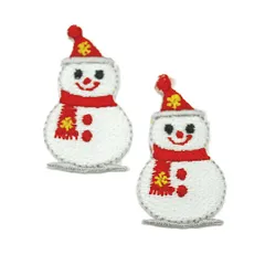 ワッペン アイロン ミニサイズ 2枚セット 2P ミニサイズ 雪だるま スノーマン 冬 かわいい アップリケ わっぺん 小さい アイロンで簡単貼り付け
