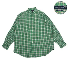 RalphLauren ラルフローレン BLAKE ブレイク BDシャツ ボタンダウン LongSleeves 長袖 EmbroideredLogo 刺繍ロゴ CheckPattern チェック柄 Cotton コットン Green グリーン 緑 L