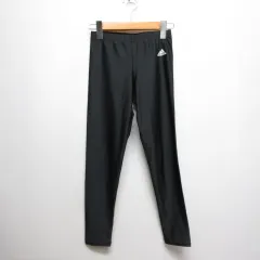 アディダス adidas 美品 スポーツ レギンス タイツ S チャコールグレー×黒 climalite 花柄 ランニング トレーニング 日本製