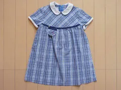 ファミリア familiar アウトレット 子供服 女の子 100cm 半袖 ワンピース チェック 青 春 夏 ★2 ガールズ 女児 キッズ 【中古】 ユーズド リサイクル 古着 子ども服 こども