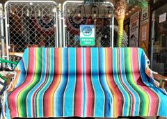 メキシカンサラペ◆ビッグサイズ/ブルー◆ラグ　ソファーカバー　シートカバー　西海岸　アメリカン