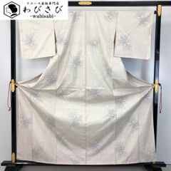 付下げ 刺繍 七宝 檜垣 青褐色 金銀彩 しつけ糸 トールサイズ K-4774  