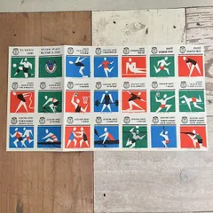 201・【在庫限り】マッチラベル　競技　21柄　1967年頃　　レア　アンティーク　ラベルシート 切手趣味週間　コレクション　海外ヴィンテージ　蚤の市　海外アンティーク　　コレクション　ラベル　海外紙物　チェコ