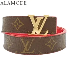 LOUIS VUITTON(ルイ・ヴィトン) モノグラム サンチュール・LVイニシャル 30MM リバーシブル ベルト アパレル 85/34 ブラウン茶 レッド赤 ゴールド金具 M9498 レディース 40802103523【中古】【アラモード】