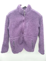 ◇ FIRST DOWN ファーストダウン ロゴ 刺繍 ボア 長袖 ブルゾン ジャンパー サイズF パープル レディース P  【1406240045747】