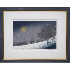 牧野　宗則「雪月夜」木版画・限定品・直筆サイン入り 日本を代表する孤高の木版画家 ニューヨーク個展 小竹美術 真作保証