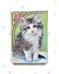 【一点物】『　優美な猫　(　ノルウェージャンフォレストキャッ　)　』SM　油絵