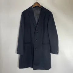 【美品】ユニクロ　メンズ　カシミヤ混　ロングコート　XL  ネイビー　ブラック　ウール　チェスターコート