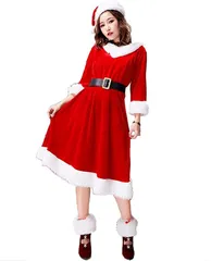 FUPUONE サンタコスプレ レディース クリスマス 仮装 ワンピース( L)