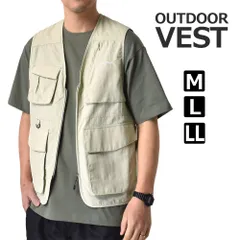 ベスト 《30グレージュ》 新品 未使用 メンズ ナイロン アウトドアベスト キャンプベスト フィッシングベスト 裏地メッシュ【A3K】【メール便2】 ファッション
