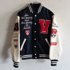 VAN スタジャン　赤白袖レザー　Sサイズ VAN スタジャン 赤白袖レザー Sサイズ メンズ