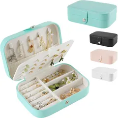 fogman ピアスケース アクセサリーケース ジュエリーボックス 収納 持ち運び コンパクト(ブルー)