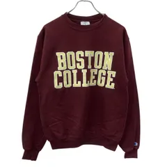 Champion プリント スウェット トレーナー S ワインレッド チャンピオン 裏起毛 袖ワンポイントロゴ 古着卸 アメリカ仕入 a708-6138