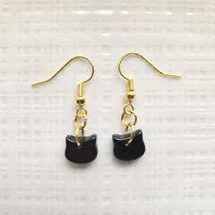 ハンドメイド 黒猫 シンプル 可愛い ピアス
