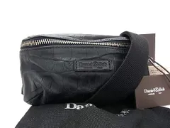 Daniel&Bob ダニエル＆ボブ クロコダイル型押しレザー ボディバッグ ウエストバッグ ウエストポーチ メンズ ブラック系 BK4653