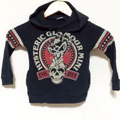 お揃いコーデに◎【HYSTERIC MINI】ヒステリック ミニ ヒスミニ パーカー プルオーバー スウェット トレーナー トップス プリント グラフィック 日本製 ブラック アメカジ キッズ 子ども 男の子 女の子 ベビー サイズ90 /M31135ja