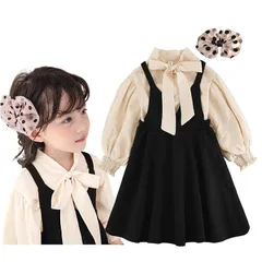 【新品】 [med358] 女の子 ワンピース ブラウス セット 花飾り付き フォーマル 正装 ガールズ 卒園式 入学式 結婚式 発表会 七五三 小学生 保育園 幼稚園 (120)