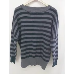 ◇ n'Or ノアール ボーダー 長袖 ニット セーター サイズF グレー ネイビー レディース  【中古】 【1206070005672】
