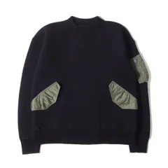 【美品】sacai　ドッキングスウェットシャツ　サイドポケット有　ネイビー　M 中古・古着通販】sacai (サカイ) ドッキングシャツ ネイビー