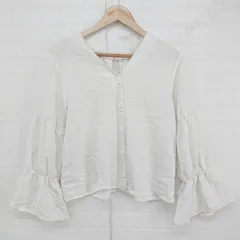 ◇ TORRAZZODONNA トラッツォドンナ フレアスリーブ 長袖 ノーカラー シャツ ブラウス オフホワイト レディース E  【中古】 【1305250028712】