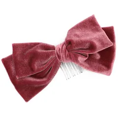 髪飾り リボン 卒業式 袴 赤紫 ワインレッド ベロア コーム 大きめ 大人可愛い レトロ 大正ロマン 粋 日本製 お洒落 成人式 振 No.9-5220