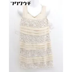 ◇ ◎ bou jeloud タグ付 パール 装飾 デザイン ノースリーブ 膝丈 ワンピース サイズ40 ベージュ レディース  【中古】 【1111080001685】