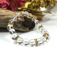 パワーストーン ブレスレット 水晶 天然石ブレス （ゴールド）レディース 女性  数珠ブレス 開運 プレゼント ギフト  [9]