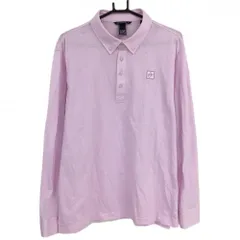 ★特価★【超美品】ゾーイ 長袖ポロシャツ ピンク×白 ストライプ ストレッチ 接触冷感 メンズ 4(XL) ゴルフウェア 2024年モデル ZOY