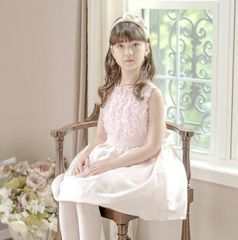 【ベビーピンク】バラモチーフのミニ丈キッズドレス TAK キッズ キャサリンコテージ