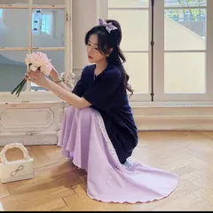 S230759【新品】シンプル大きいサイズ　レディースゆったりロングワンピース半袖デート旅行