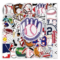 野球 BASEBALL ステッカー デコ 防水 50枚 シール まとめ売り お得 セット　20250309
