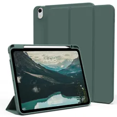 【在庫処分】に対応 10.9インチ 5/4 Air Air Air iPad iPad iPad iPad 収納可能 Pencil Apple 自動スリープ機能 マグネット付き (ダークグリーン) スタンド 3段階折り畳み可 カバー 第5/4世代 ペン収納 T