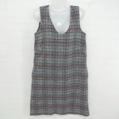 ◇ Monique タータンチェック ノースリーブ 膝丈 ワンピース サイズ38 グレー マルチ レディース E  【1305160014591】