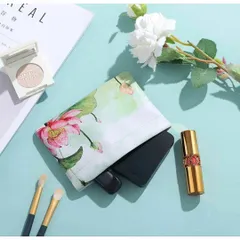 メイクポーチ小物入れ大人可愛いシノワズリ花柄ピンクお洒落薄いコンパクト財布中華春