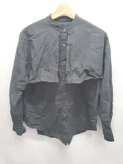 ◇ Θ nano universe ナノ ユニバース ケープデザイン 長袖 シャツ ブラウス サイズS ブラック系 レディース E  【1507230003171】