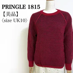 PRINGLE 1815 プリングル ウール100% ニット セーター 赤×黒 ドット編み 長袖 UK10 M相当 日本製のサムネイル