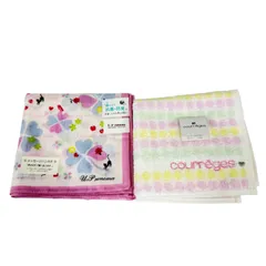 【未使用品】ハンドタオル ハンカチ 2枚セット U.P. renoma レノマ 花柄 クローバー courreges クレージュ 水玉模様 美品