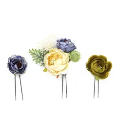 髪飾り 成人式 振袖 浴衣 袴 ３点セット 紫 黄緑 結婚式 入学式 入園式 卒園式 卒業式 七五三 ブライダル 前撮り 和装 日本製 かんざし フォーマル 花 花飾り ドライフラワー 着物 紫×グリーン W 30 323-206 u749　Si