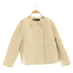ザラ ZARA エコレザージャケット ノーカラー EUR S ライトベージュ /CX ■OS