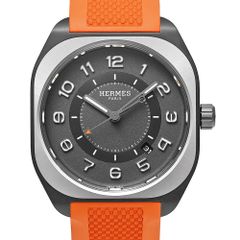 未使用品 2025年5月保証書付き HERMES H08 Ref.SP1.741 オレンジラバーベルト メンズ 腕時計