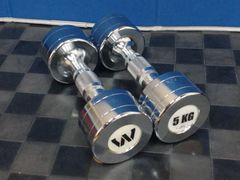 【中古】［WILD FIT］クロームメッキダンベル5kg（ペア）