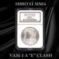 1888年Morgan Dollar 1ドル銀貨 NGC MS64 VAM-1A "E" CLASH