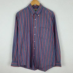 L.L.Bean エルエルビーン BDシャツ 長袖 ストライプ 総柄 ブルー ボルドー Mサイズ メンズ 古着 ストリート