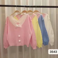 春服 秋服 リボン 薄手 ニット ショート丈  ゆるふわ 原宿系 量産型 韓国