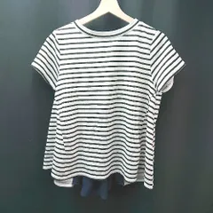 ◇ ROPE PICNIC ボーダー柄 ストレッチ素材 異素材 半袖 カットソー サイズ38 ホワイト ブラック ネイビー レディース E  【1310050001599】