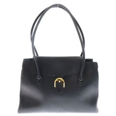 DELVAUX (デルボー) CABRIOLET カブリオレ フラップ ハンドバッグ ブラック レザー ゴールド金具