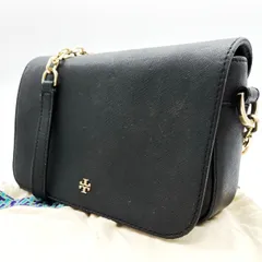 【良品】 TORYBURCH トリーバーチ ショルダーバッグ トートバッグ ワンショルダーバッグ フラップ ロゴ ゴールド金具 チェーン ブラック 黒色 レザー 革 ユニセックス 男女兼用 メンズ レディース
